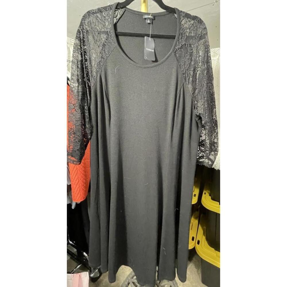 NWT Torrid Women's Black A-Line Dress with Lace Sleeves, Sz. 3 (3X-22-24) Classy